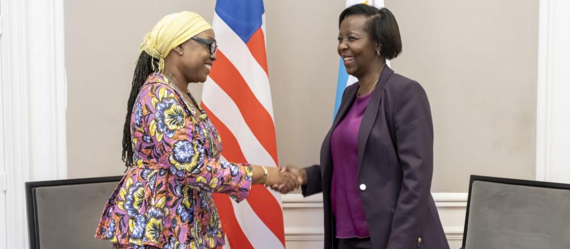H.E Mme. Sara Beysolow Nyanti with H.E. Louise Mushikiwabo, Secretary-General of the OIF