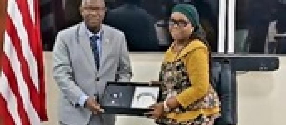 The Minister of Foreign Affairs, Her Excellency Mme. Sara Beysolow Nyanti along with the President of the ECOWAS Court of Justice, Hon. Ricardo Cláudio Monteiro Gonçalves 