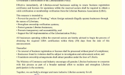 LIBA CERTIFICATION REOUIREMENT FOR RESERVED SECTORS