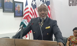 PPCC Executive Director Bodger Scott Johnson speaking Thursday at the Ministry of Information’s regular press briefing.