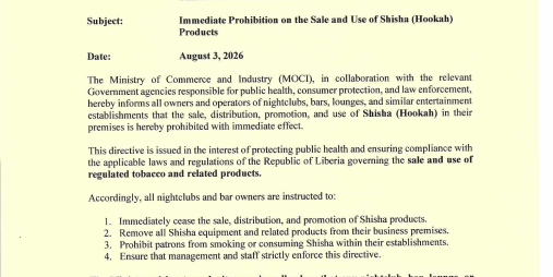 Immediate Prohibition on the Sale and Use of Shisha (Hookah) Products