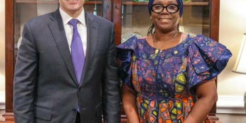  Minister of Foreign Affairs H.E Sara Beysolow Nyanti With U.S  Secretary of States and Acting National Security Advisor Mr. Marco Rubio,
