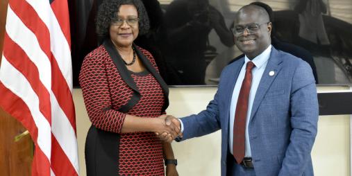 Deputy Minister of Foreign Affairs, Ambassador Ethel Davis along with the newly appointed World Food Programme (WFP) Country Director to Liberia, Dr. Agbessi Komla